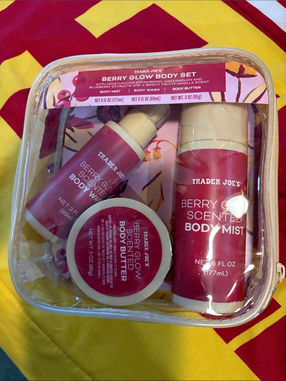 Trader Joe's Berry Glow Scented Body Mist & Body Care Set - Berry Pink